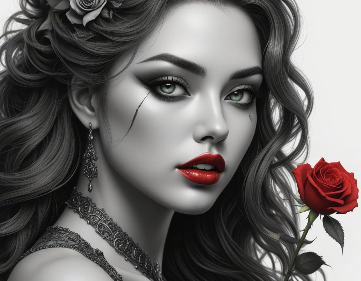 Ethereal Vampire Lady Under the Full Moon