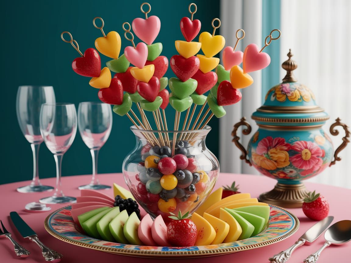 Vibrant Breakfast Still Life in Whimsical Style