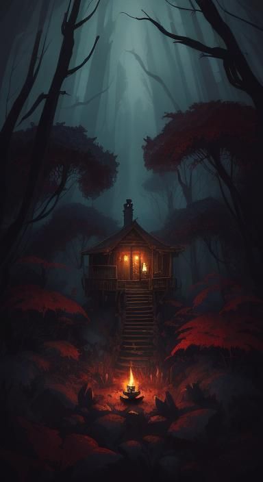 Thor Plush Doll in Dark Fantasy Forest