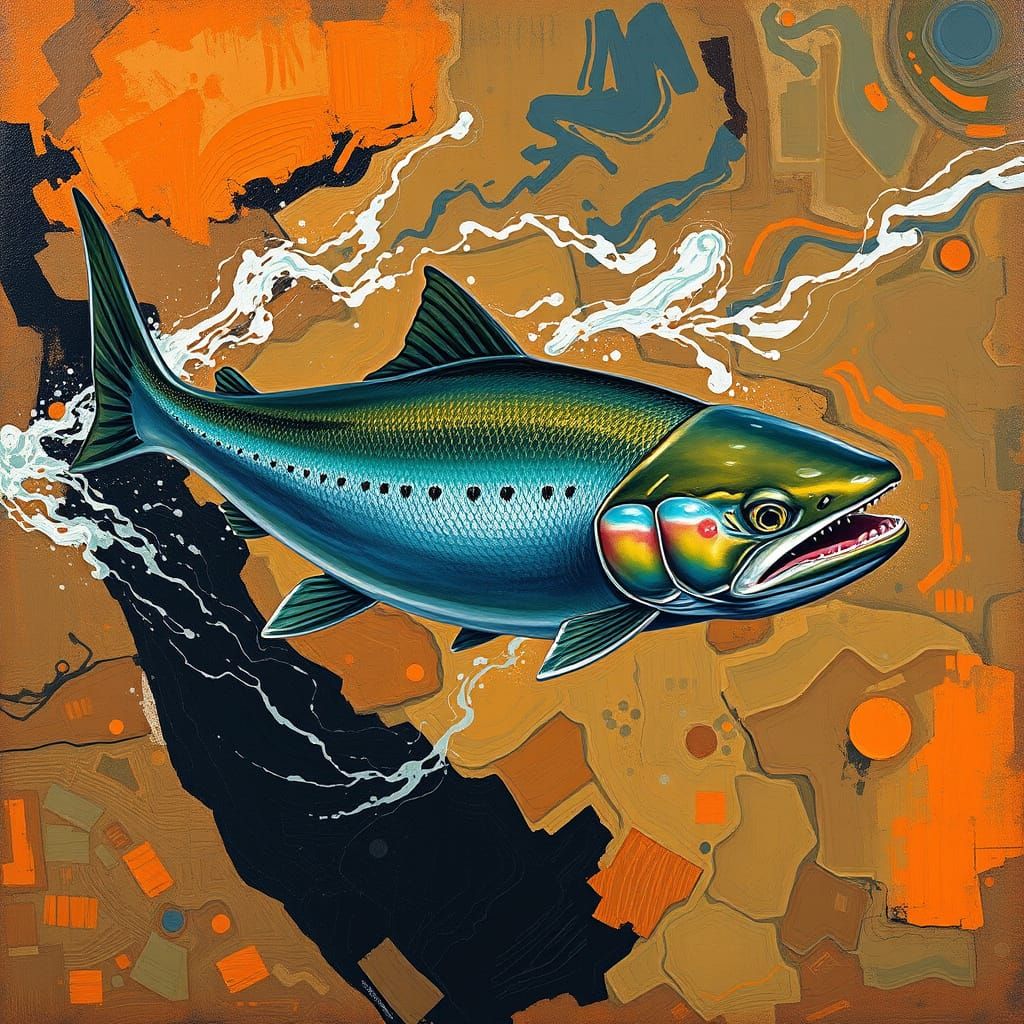 A salmon swimming upstream