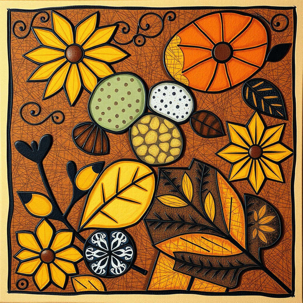 Autumnal Doodle Art with Renaissance Mosaic Patterns