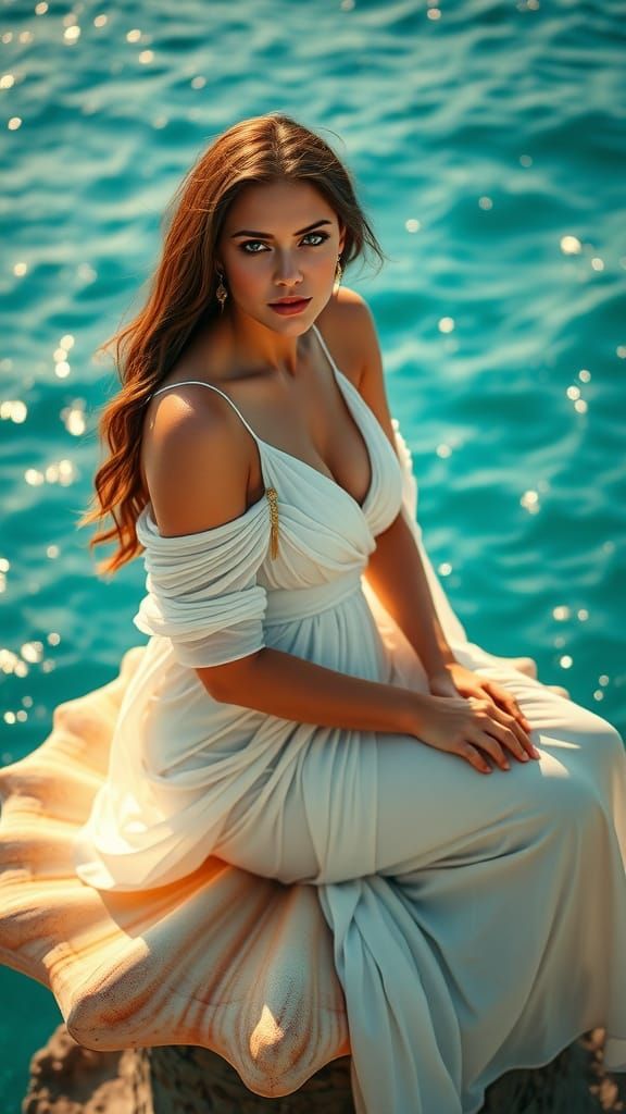 Timeless Goddess in Pearlescent Seashell