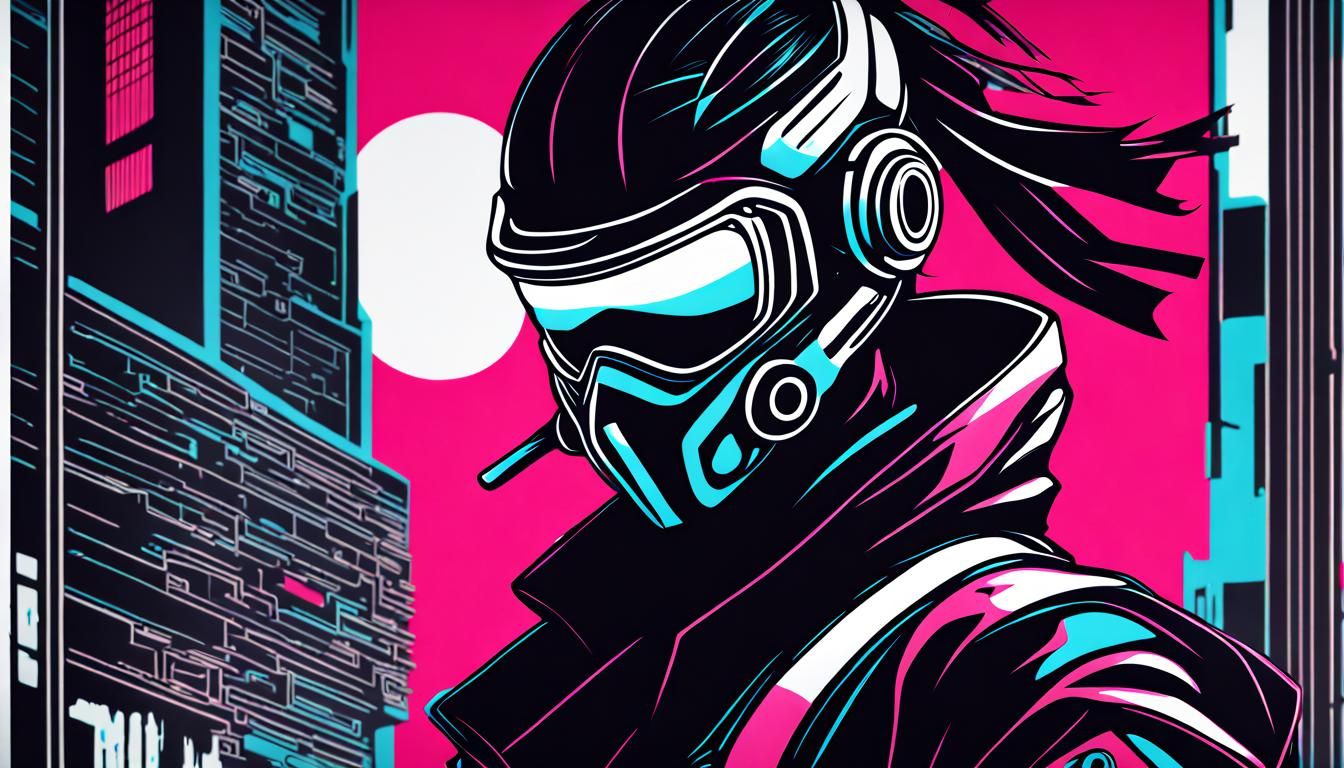 Cyberpunk Ninja in German Expressionist Style