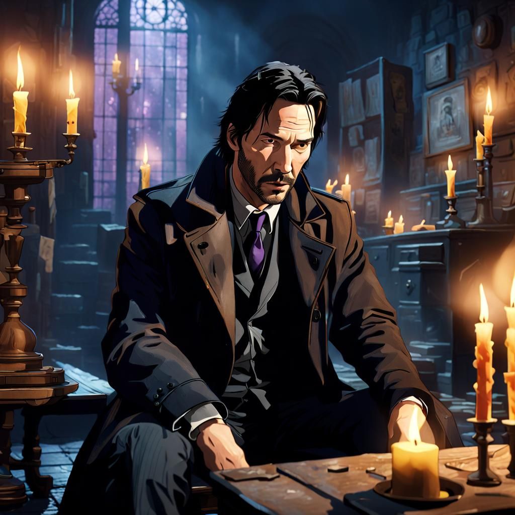 Keanu Reeves as John Constantine in Dark Fantasy Art
