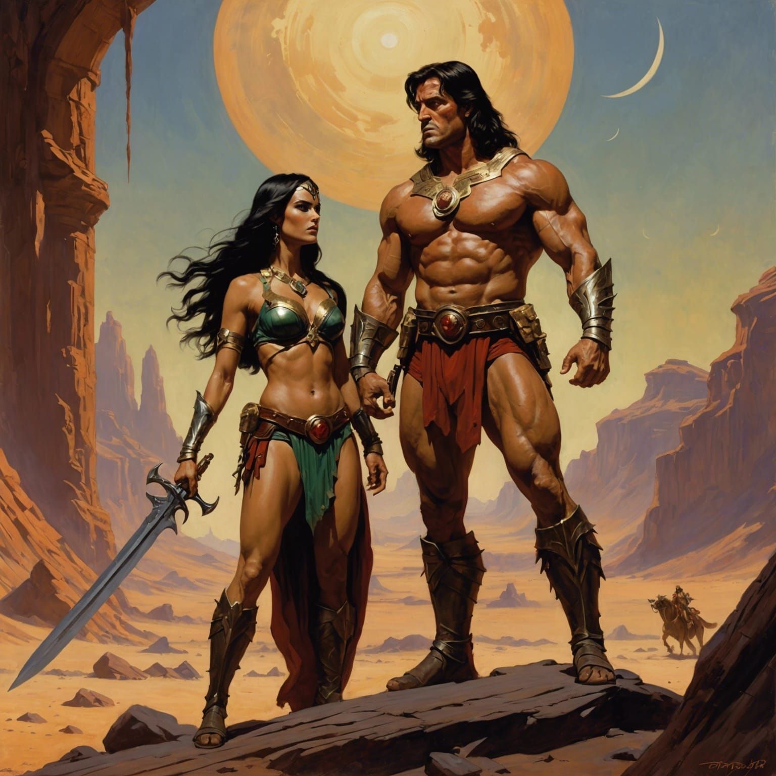 Barsoom Heroism: A Frazetta-Inspired Scene
