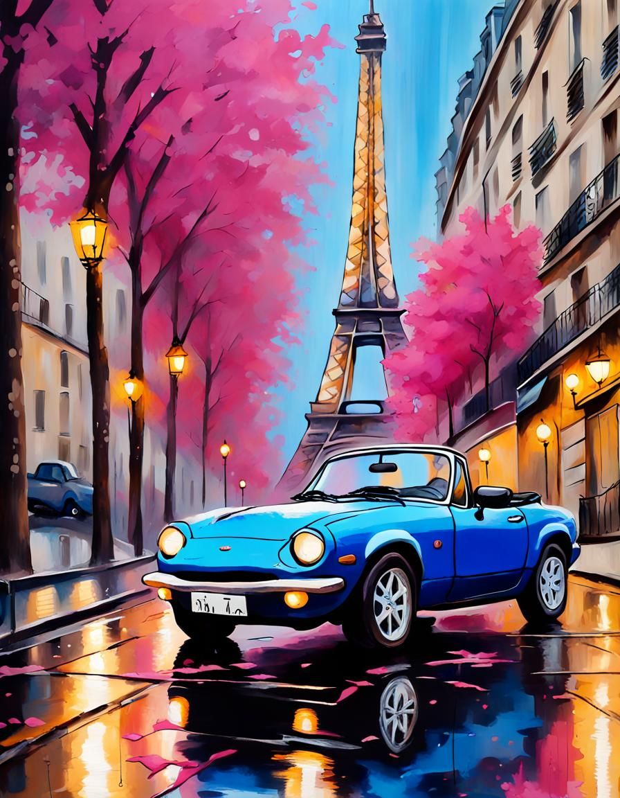 Blue Miata in Paris: Graffiti Street Art