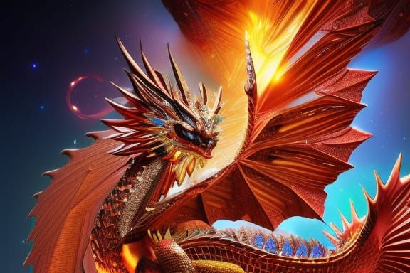 Intricate Crystal Dragon Fantasy Art