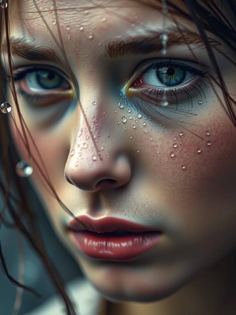 Rain-Kissed Beauty in Soft Focus