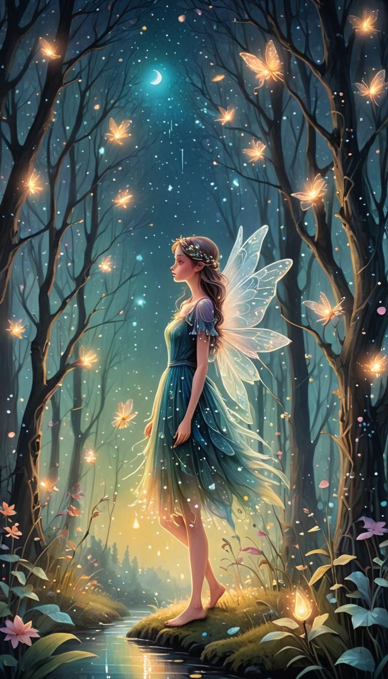 Enchanted Forest Fairy in Dreamy Pastel Illustration