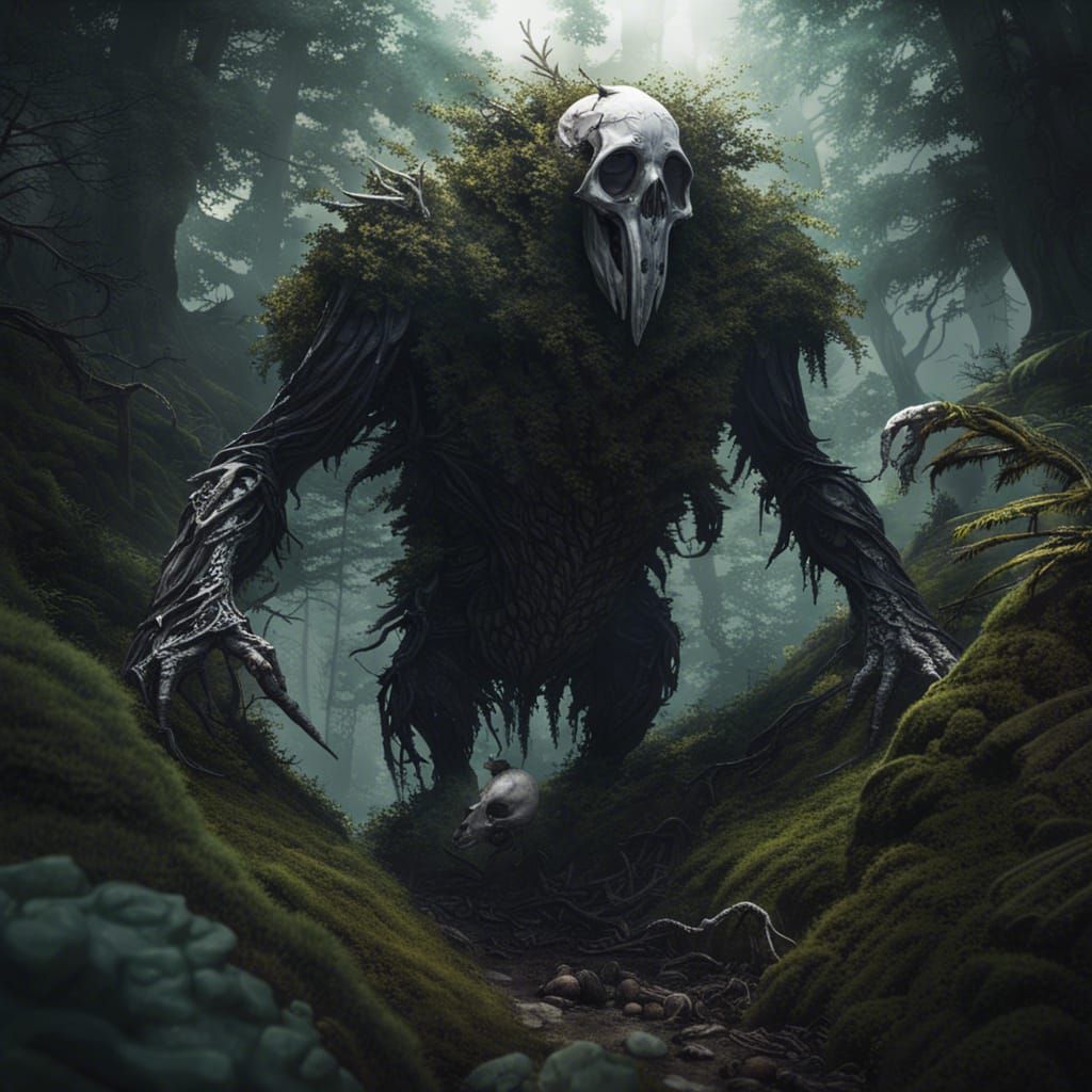 Giant Monster in Forest: Dark Fantasy Concept Art
