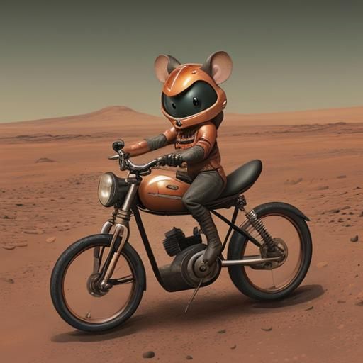 Mice on Mars Riding Motorcycles