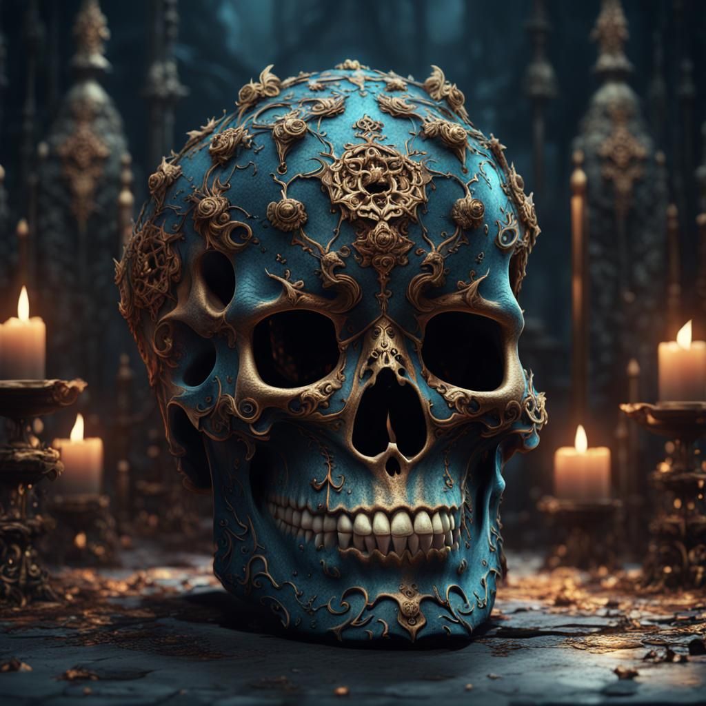 Gothic Female Skull: Detailed Matte Painting