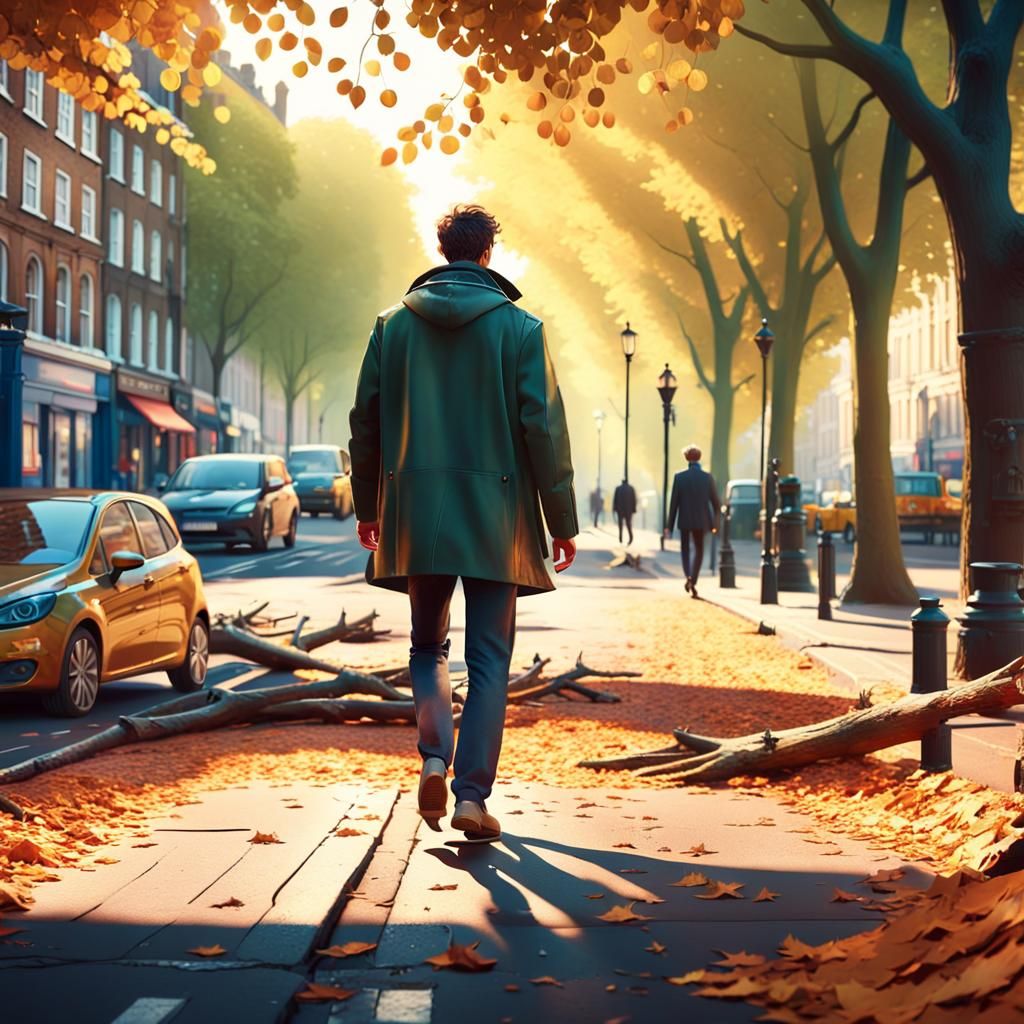 London Street Scene on Summer Afternoon