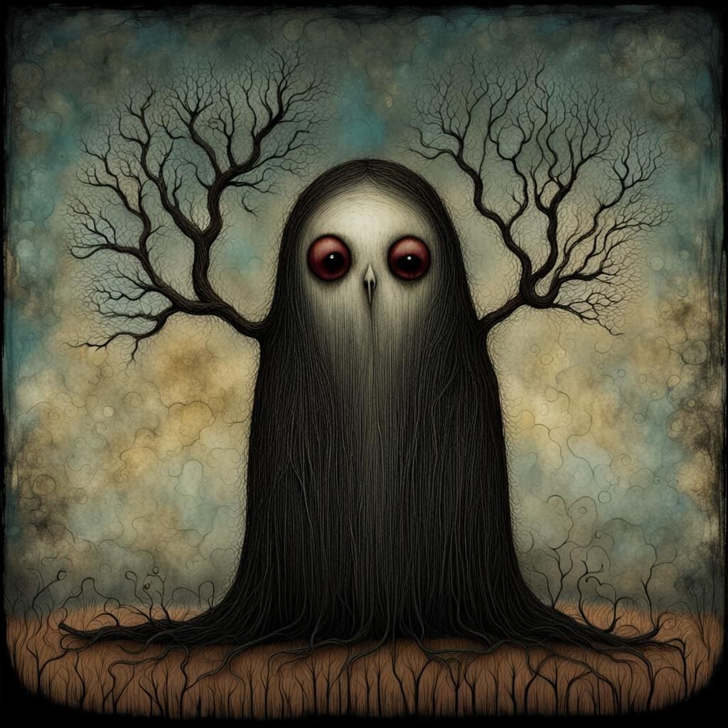 Visceral Expression of Sorrow in Surreal Style