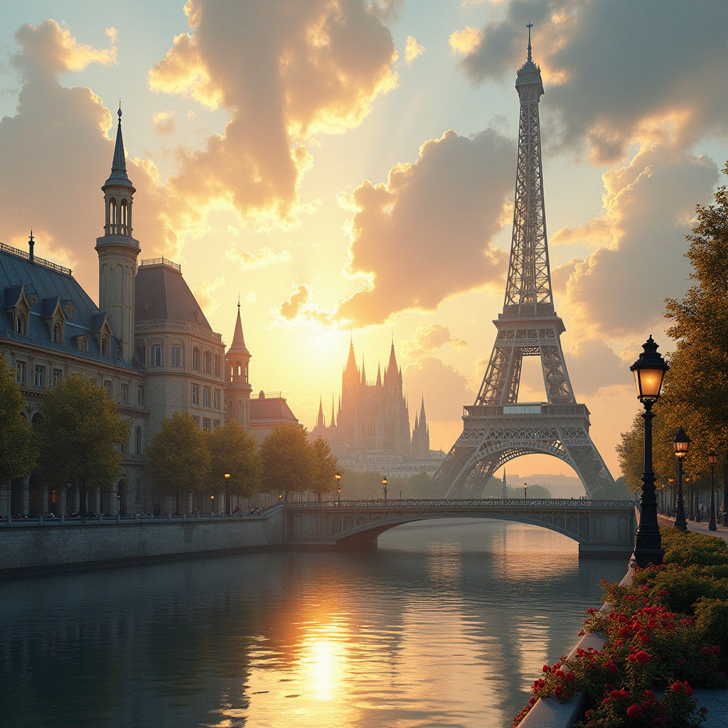 Eiffel Tower in Majestic French Cityscape