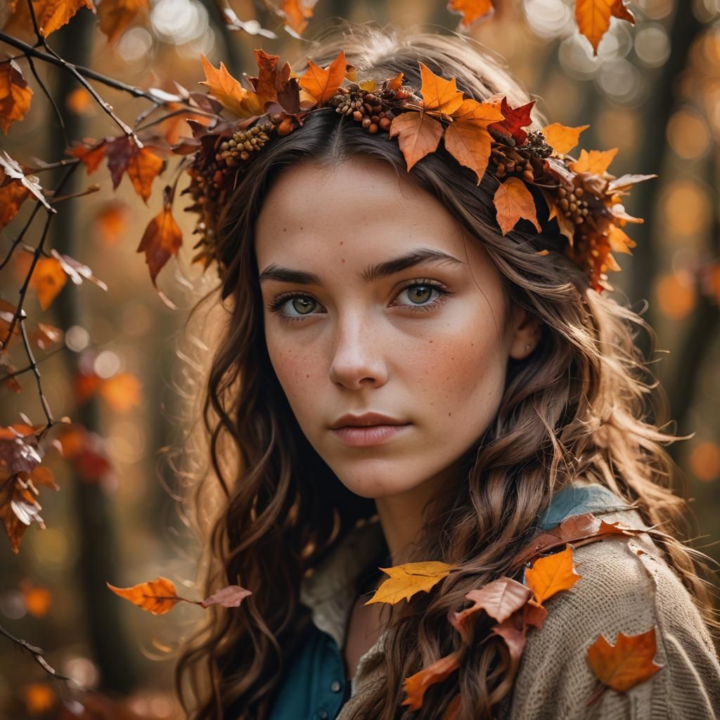 Autumn Fae Portrait in Warm Earthy Tones