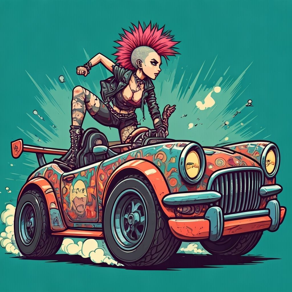 Punk Racer in Pop Art Style