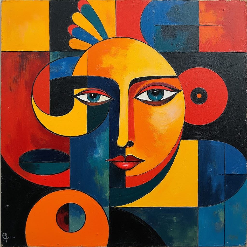 Vibrant Abstract Art with Geometric Shapes and Lines