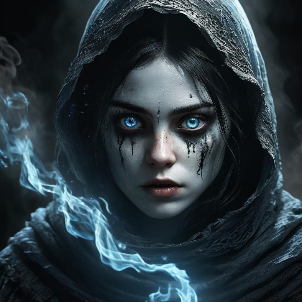 Hypnotic Gothic Girl Portrait in Dark Fantasy Style