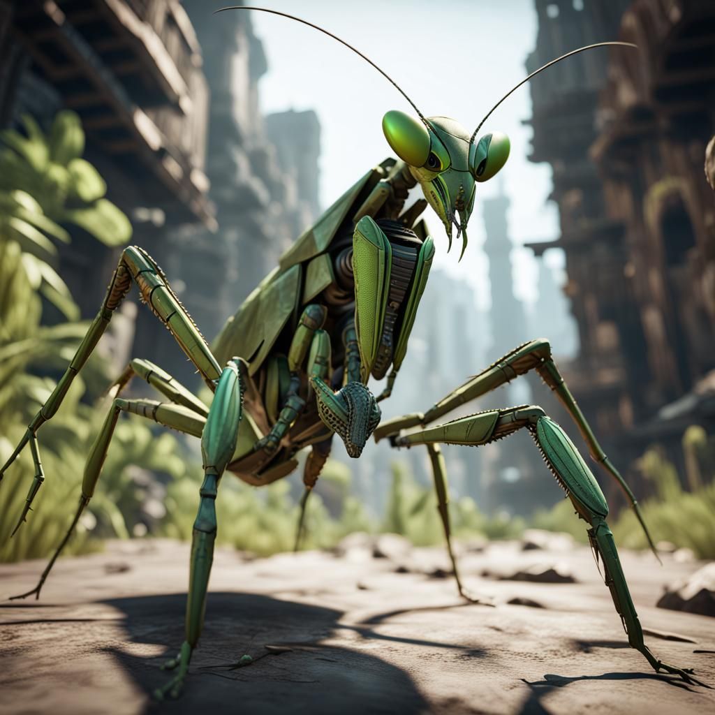 Praying Mantis Assassin Droid: 3D Game Cinematic