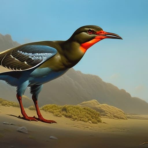 Arctic Tern Dinosaur Oil Painting