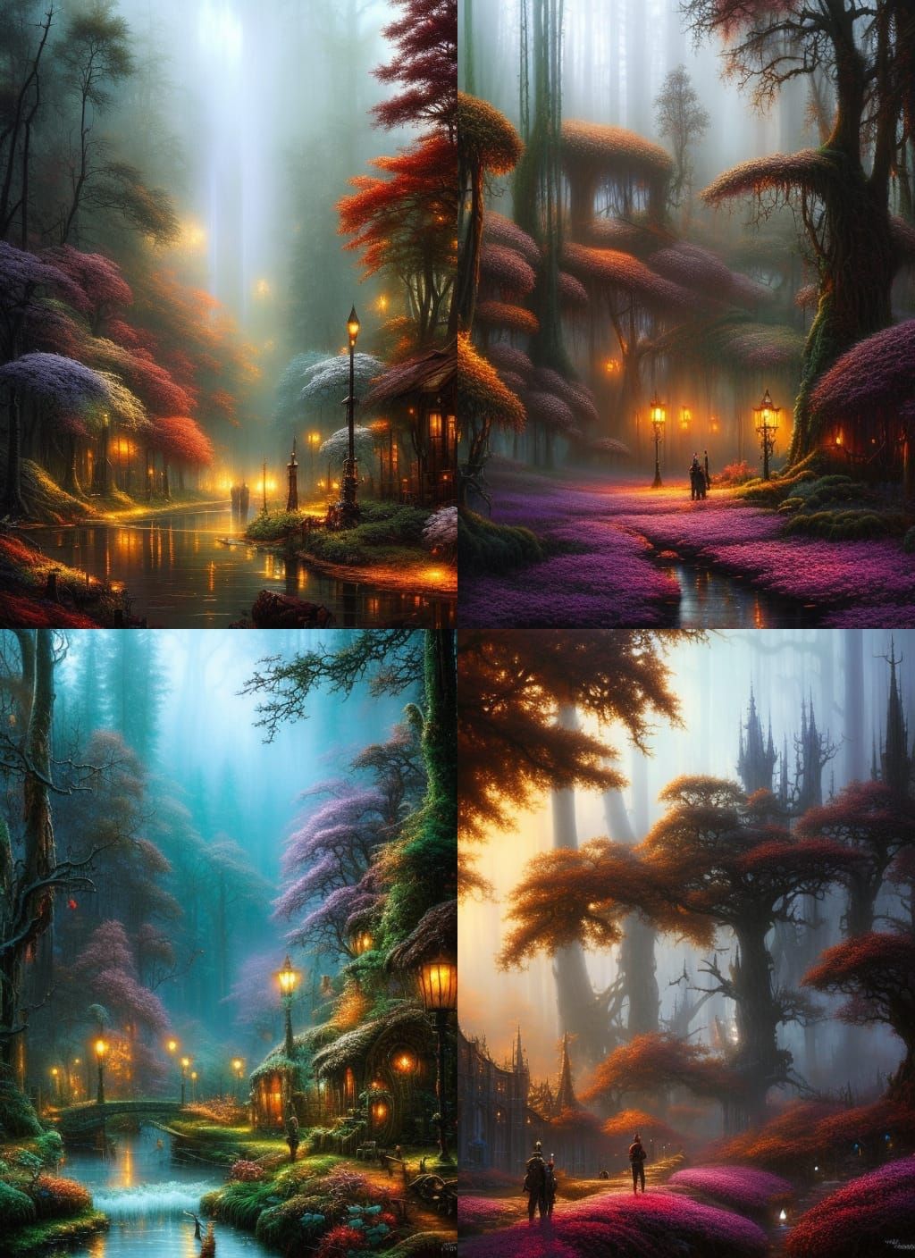 Dark Forest of Giant Mushrooms: Hyperdetailed Fantasy Art