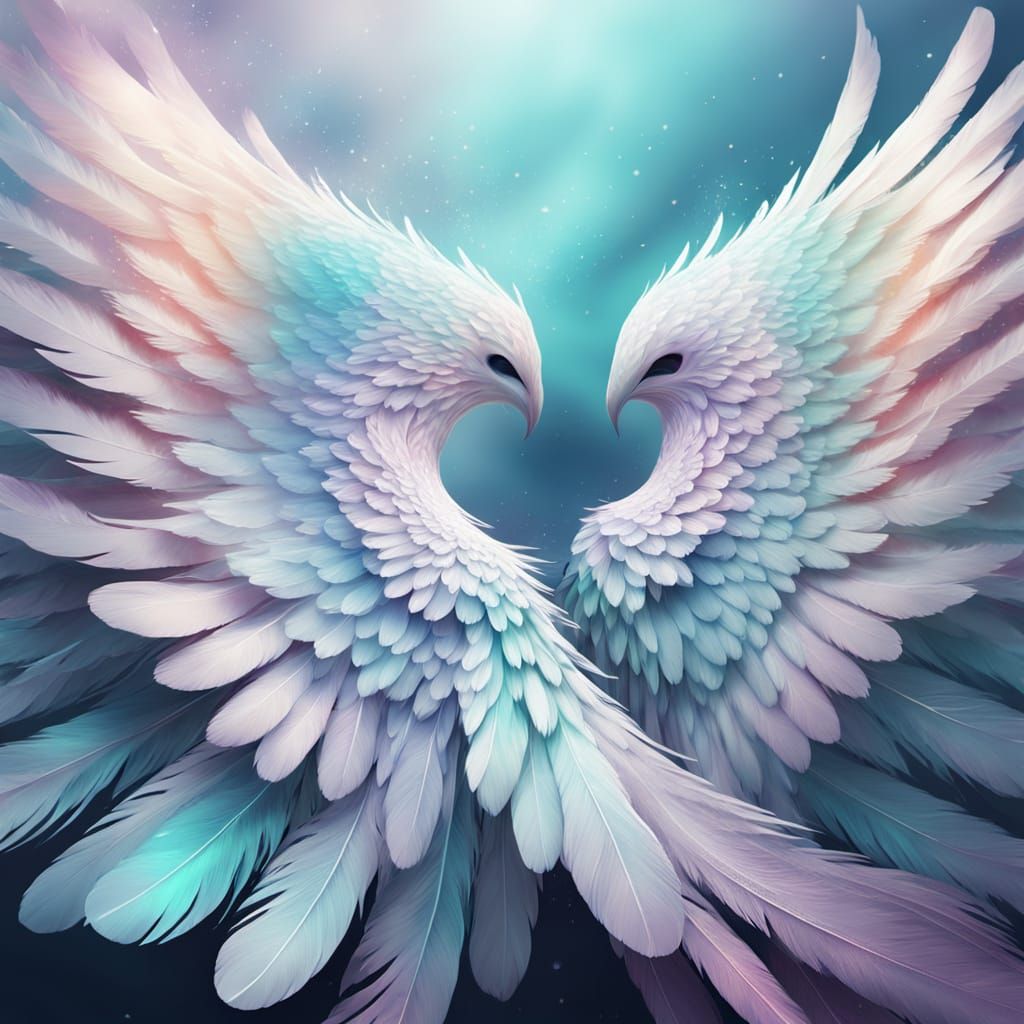 Fantasy Wings Unfolding in Iridescent Digital Art