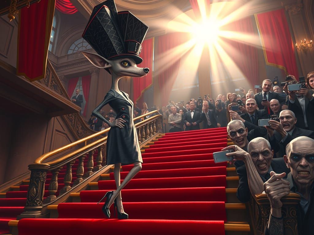 Haughty Celestial Chihuahua in Satirical Hollywood Glamour