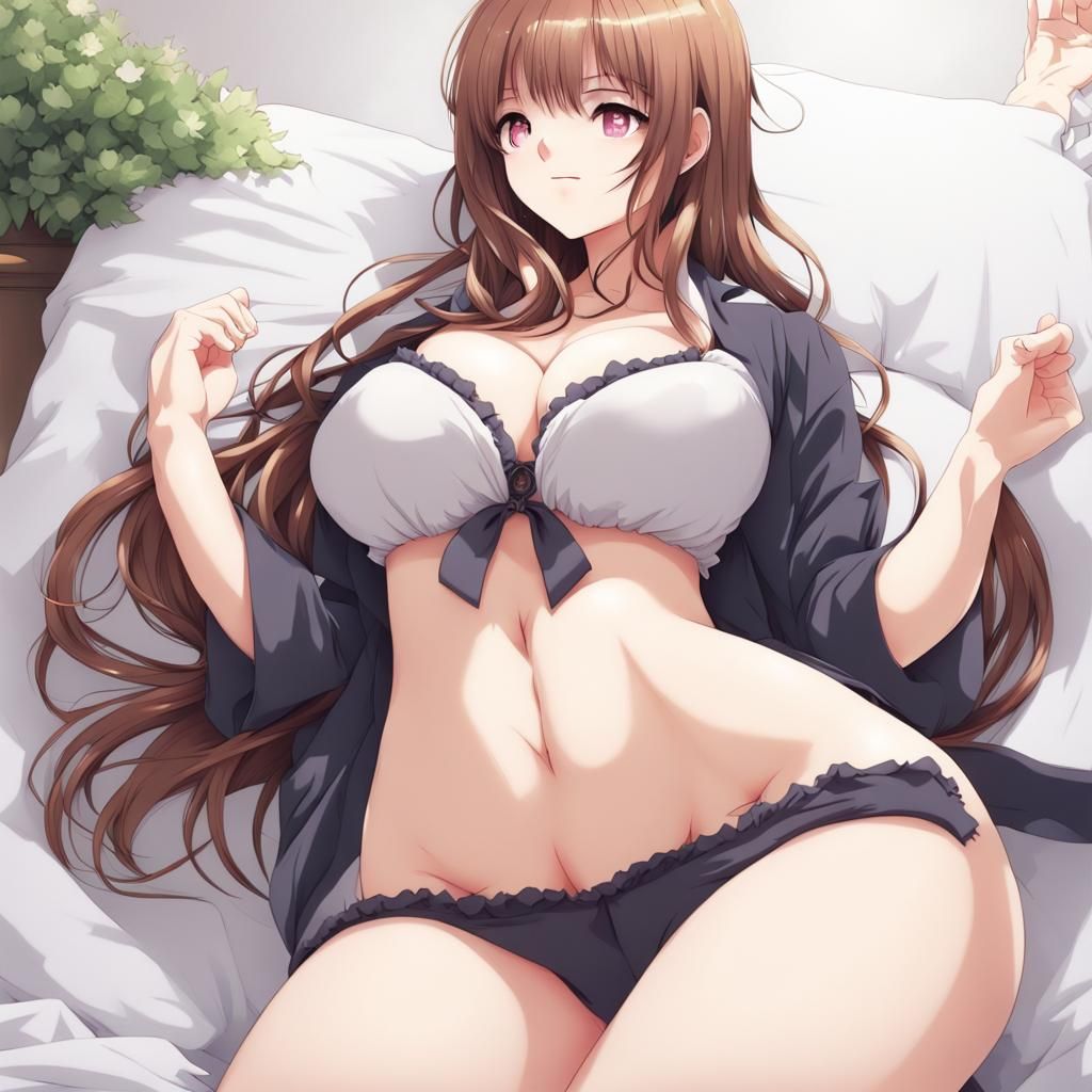 Anime Woman with Exaggerated Features in Manga Style