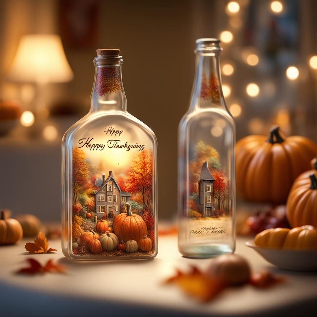 Realistic Micro Scene Inside Glass Bottle