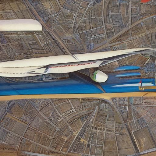 Commercial Airplane Parked at Busy Airport: Concept Art