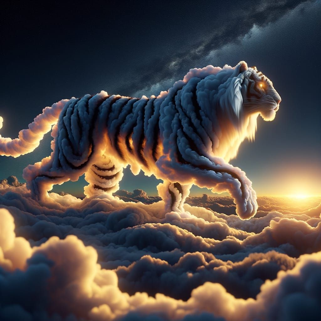 Mythic Cloud Tiger At Dusk