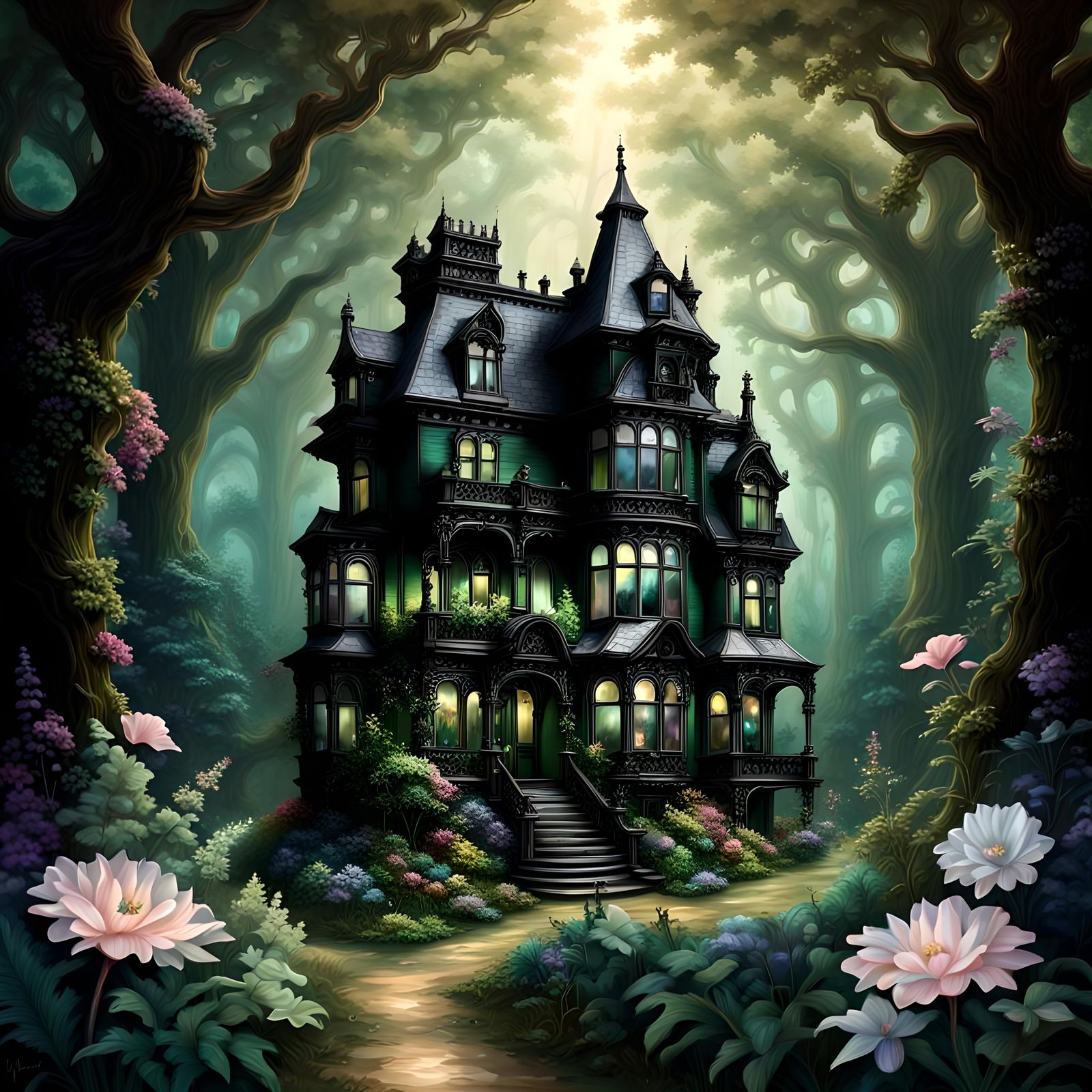 Iridescent mother-of-pearl black fantasy fairy victorian man...