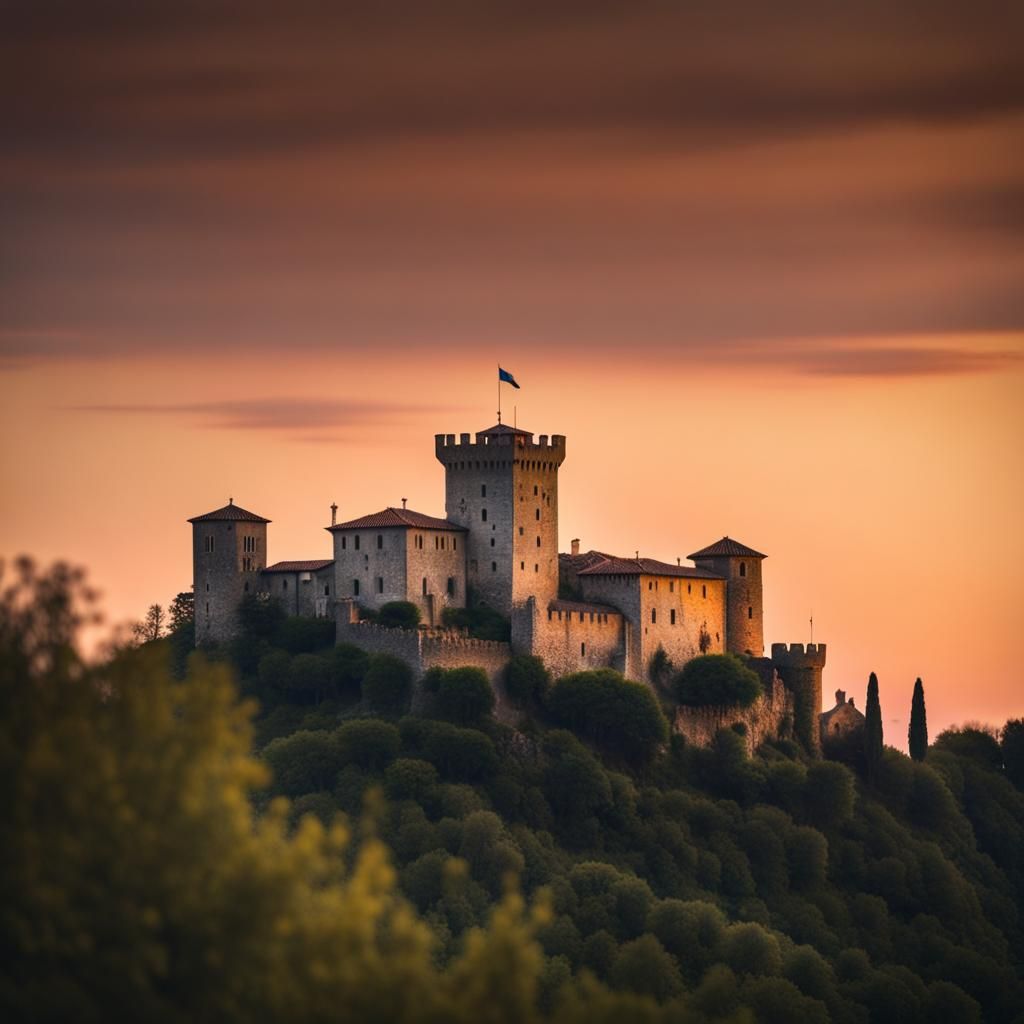 Tuscan Medieval Castle at Dusk: Professional Photography