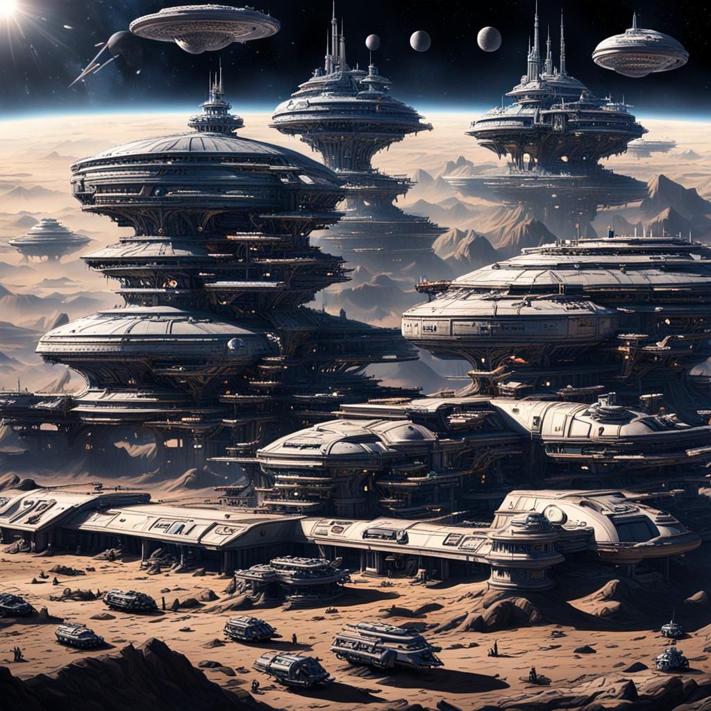 Detailed Matte Painting of Spaceships