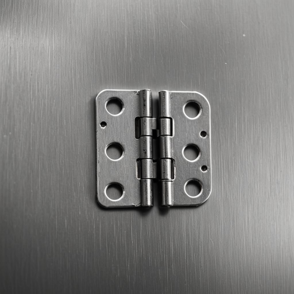 Macro Shot of Stainless Steel Hinge in Monochrome