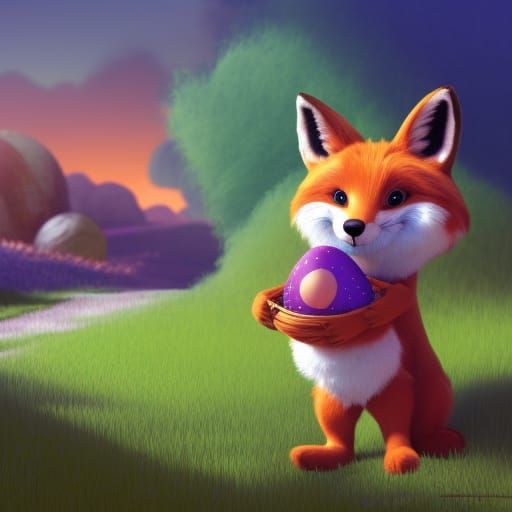 Easter Bunny and Fox in Animated 3D Style