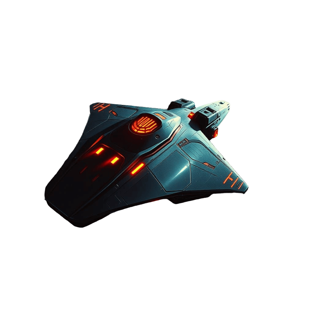 Sleek Metallic Spacecraft Hurtles Through Cosmic Vortex