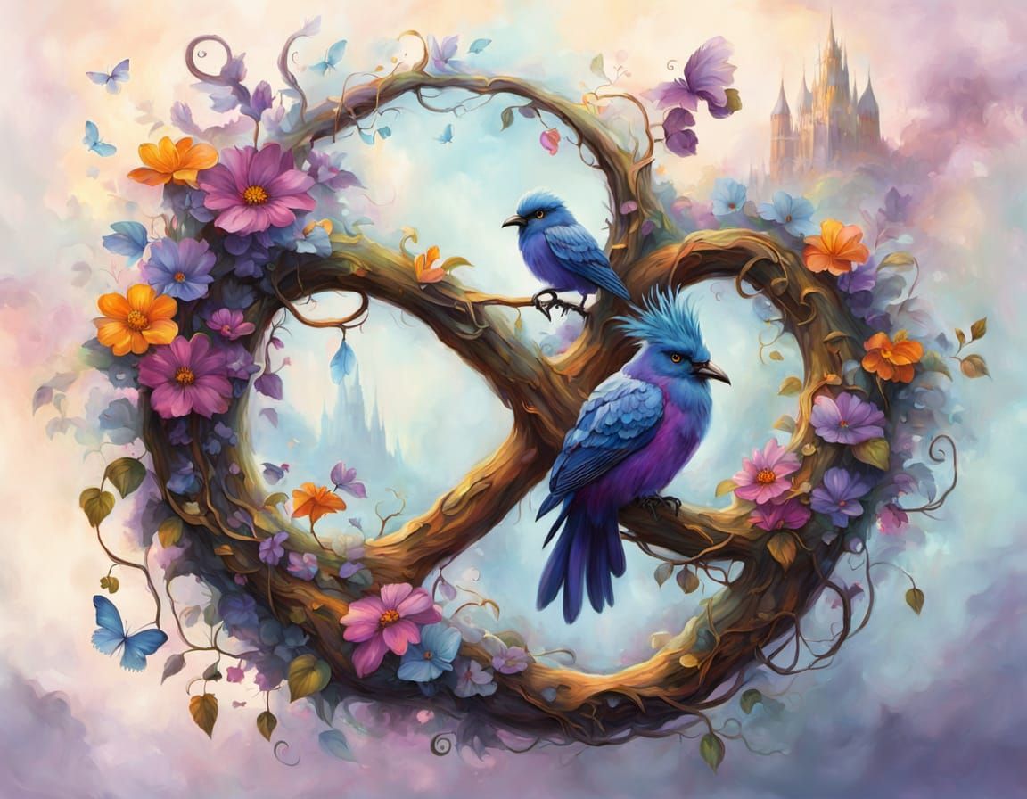 Whimsical Fantasy Creature on Infinity Symbol