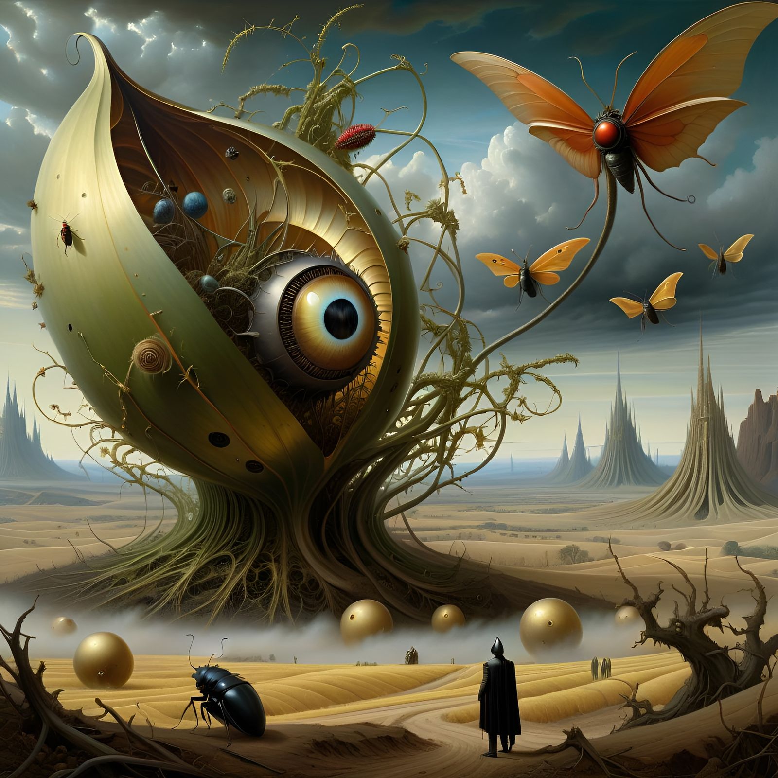 Surreal Seed Pod Landscape in Digital Oil Painting