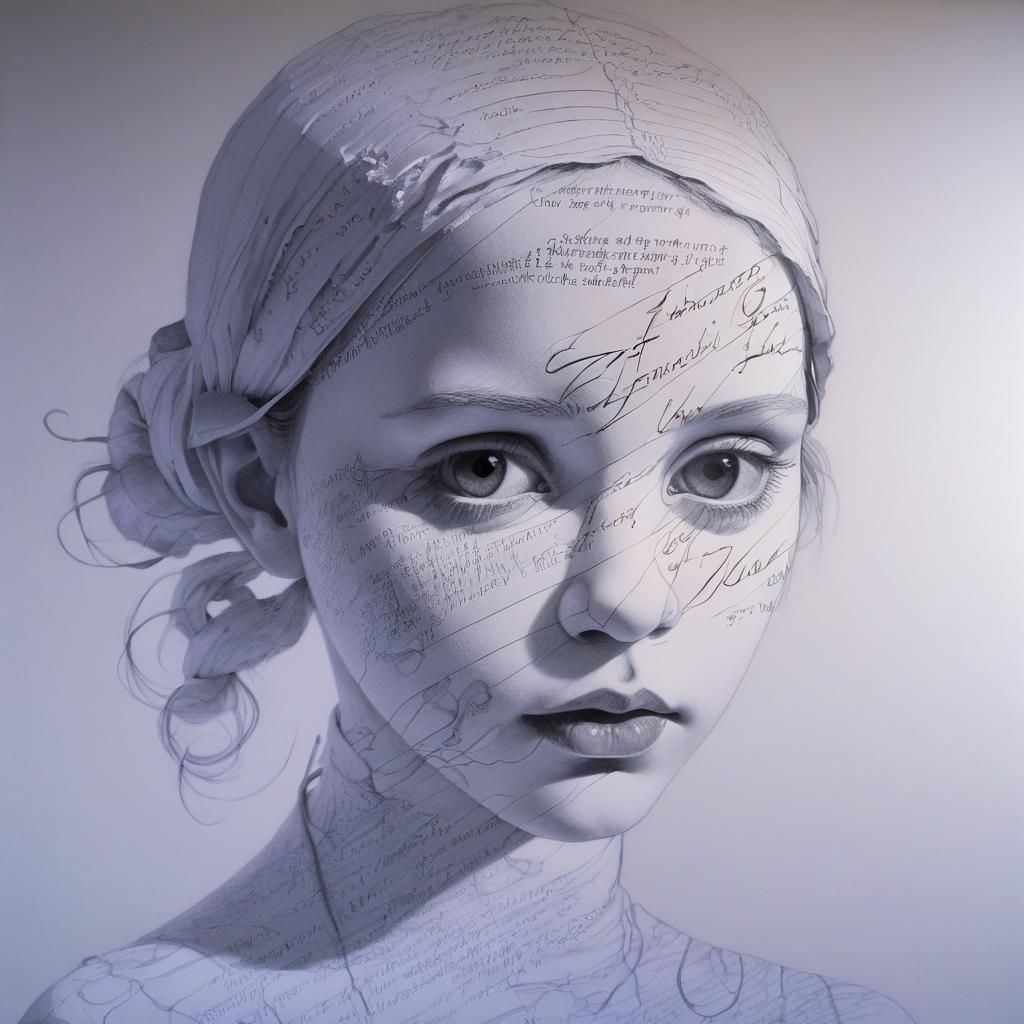 Ethereal Portrait with Zentangle Technical Drawing