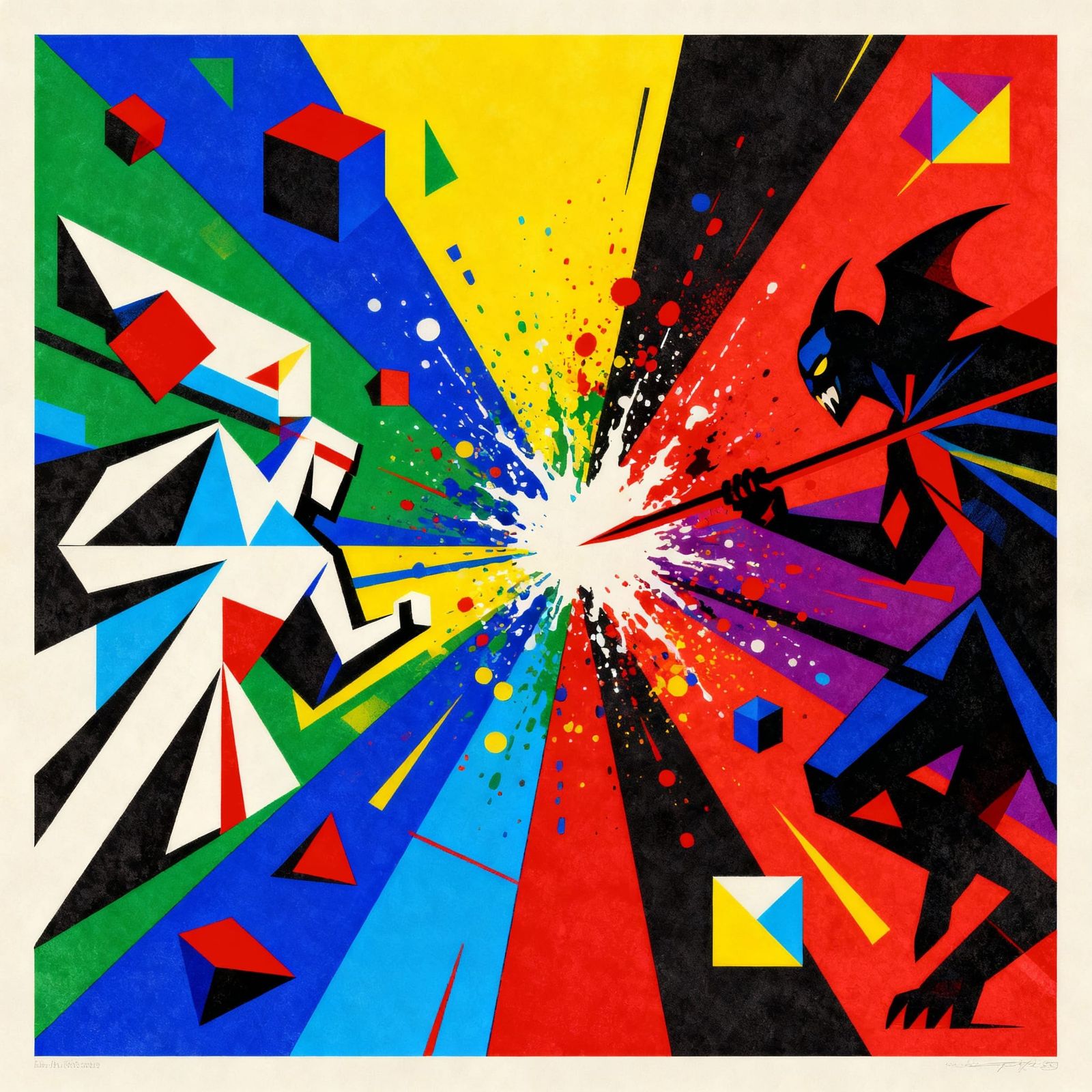 War of Good vs Evil in Pop Art Style