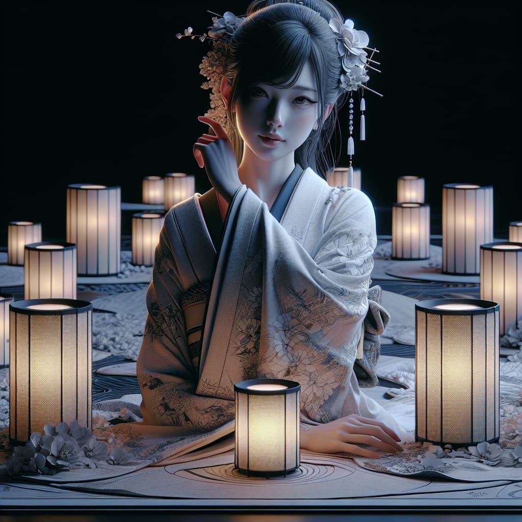 Detailed Concept Art of Japanese Woman in Aesthetic Style