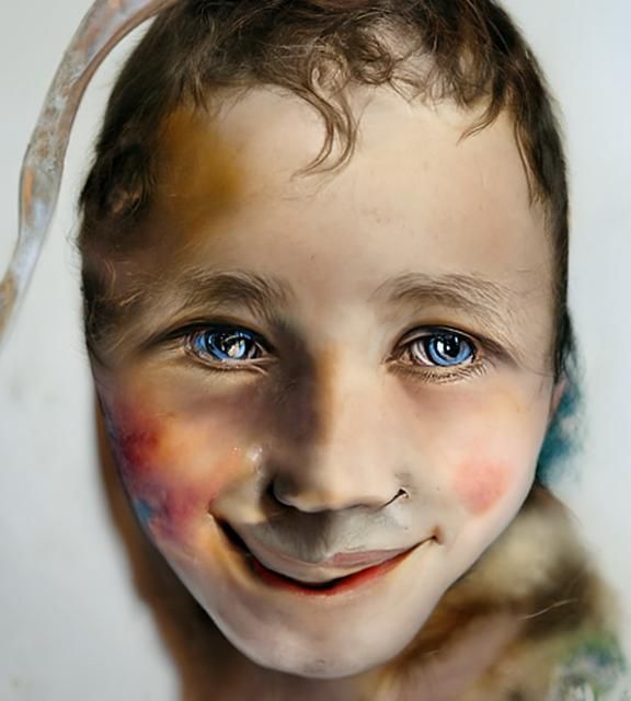Smiling Boy Portrait in Photo-Painting Style