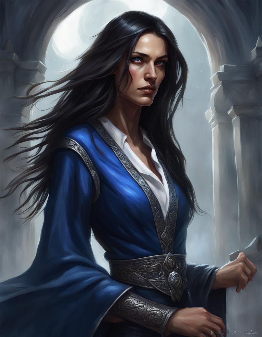 Tissaia de Vries Casting Alzur's Thunder: Dark Fantasy Art