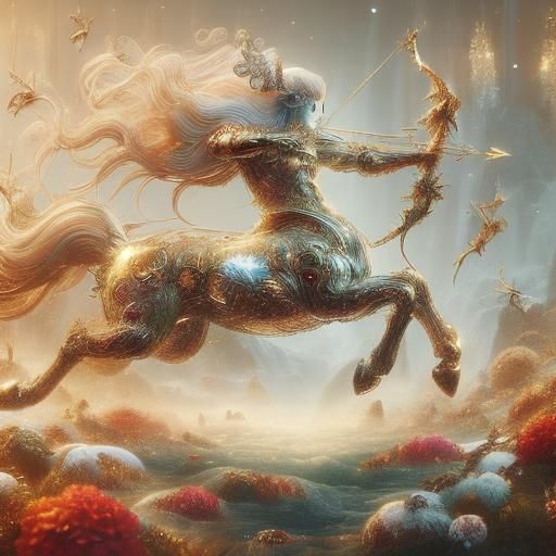 Kind Centaur in Winter Wonderland: Fantasy Art