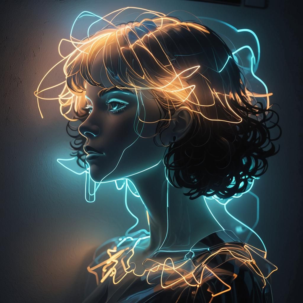 Glowing Neon Silhouette in Polycarbonate