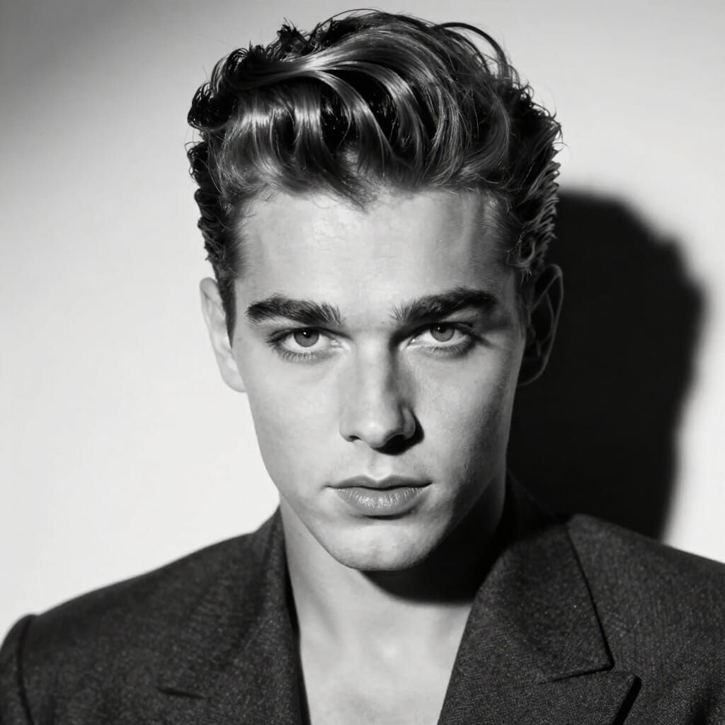 Rockabilly Singer Portrait in Dramatic 1950s Hollywood Style