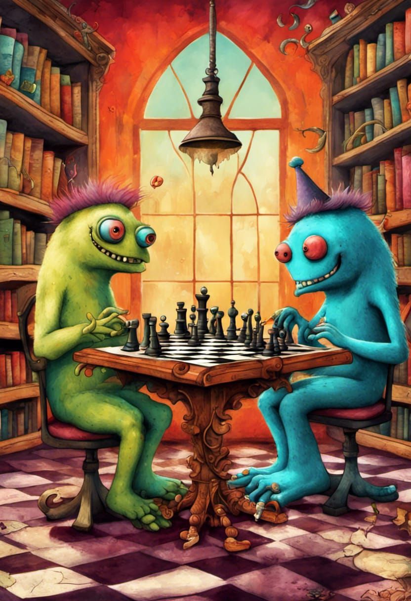 monsters playing chess