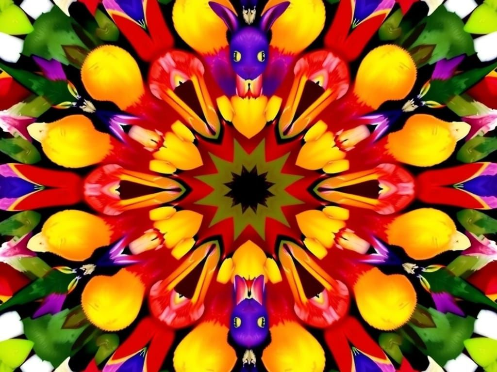 Kaleidoscope of Fluffy Rabbits in Geometric Abstraction